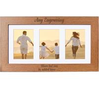 Personalised Engraved Wooden Triple Photo 6 x 4 Frame Any Message Cursive
