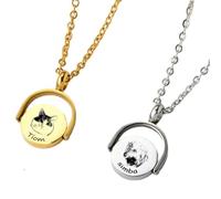 Personalised Envelope Necklace Custom Engraving Photo Pendant Openable Message Locket Silver and Gold, Stainless Steel Chain, Gifts for Women Birthday Fashion (B)