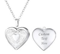 Personalised Envelope Necklace Custom Engraving Photo Pendant Openable Message Locket Silver and Gold, Stainless Steel Chain, Gifts for Women Birthday Fashion (E)