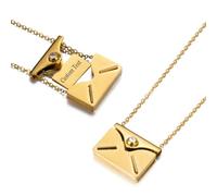 Personalised Envelope Necklace Custom Engraving Photo Pendant Openable Message Locket Silver and Gold, Stainless Steel Chain, Gifts for Women Birthday Fashion (A)