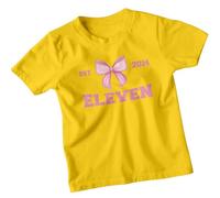 Personalised Est 2014 Eleven 11Th Birthday Girls T-Shirt Pink Bow Kids Tee 14-15 Years