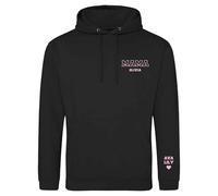 Personalised Est Mama Outline Puff Print Hoodie For Women Custom Name Mummy Mum Birthday Present, M, Black