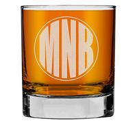 Personalised Etched 325ml Whiskey Glass Tumbler, Custom Rum Whisky Birthday Gifts for Men Him Dad, Customised Cocktail Old Fashioned Scotch, Bourbon Decorations Decor - Circle Monogram