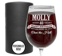 Personalised Etched 473ml Stemmed Wine Glass Cup, Custom Engraved Red White Wine Glasses for Mum Her, Customised Wedding Decoration Décor, Anniversary Birthday Gifts Presents - Chloe