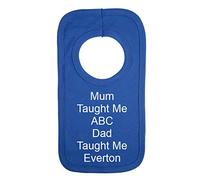 Personalised Everton Style BIB - Mum Taught Me ABC Dad Taught Me - Beautifully Embroidered Gift