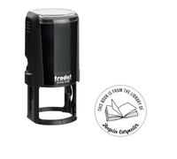 Personalised Ex Libris Stamp - Custom Round Book Stamp with Curved Text - Self-Inking Printy 4638 by Trodat (38mm)