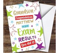 Personalised Exam Results Congratulations Card For Grandson Bright Stars | Custom Greetings Card For Exam Results Congratulations Any Text