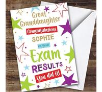 Personalised Exam Results Congratulations Card For Great Granddaughter Stars | Custom Greetings Card For Exam Results Congratulations