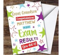 Personalised Exam Results Congratulations Card For Great Grandson Bright Stars | Personalized Custom Unique Greetings Card For Exam Results Congratulations