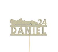 Personalised F1 Car Cake Topper | Custom Formula 1 Racing Cake Topper Decoration | Any Name and Age | Gold | Personalised Cake Topper with Custom Name & Age | Birthday Party Decoration | Pale Gold