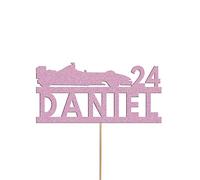 Personalised F1 Car Cake Topper Custom Formula 1 Racing Cake Topper Decoration Any Name and Age | Personalised Cake Topper with Custom Name & Age | Birthday Party Decoration | Baby Pink