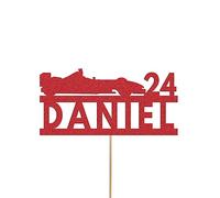 Personalised F1 Car Cake Topper Custom Formula 1 Racing Cake Topper Decoration Any Name and Age | Personalised Cake Topper with Custom Name & Age | Birthday Party Decoration | Red