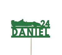 Personalised F1 Car Cake Topper Custom Formula 1 Racing Cake Topper Decoration Any Name and Age | Personalised Cake Topper with Custom Name & Age | Birthday Party Decoration | Green