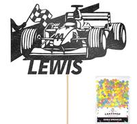 Personalised F1 Motor Racing Car Glitter Cake Topper - Black Custom Age & Name Glitter Cake Decoration and Sprinkles - Happy Birthday Decorations - Personalised Toppers for Cakes by Cakeshop