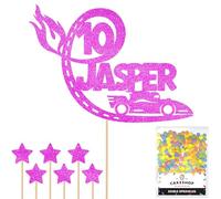 Personalised F1 Motor Racing Car Glitter Cake Topper - Pink Custom Age & Name Glitter Cake Decoration and Sprinkles - Happy Birthday Decorations - Personalised Toppers for Cakes by Cakeshop