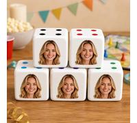 Personalised Face dice, 5pcs Set Custom Photo Game Dice, Funny Gift for Anniversary Valentines Day Birthdays Weddings Christmas & Parties Group Activities for Him Her Family Friends (01)