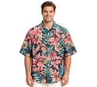 Personalised Face Hawaiian Shirt - Custom Photo Beach Shirt for Men, Summer Vacation Short Sleeve Camp Shirts, Funny Tropical Gift for Dad Husband, Available in 12 Colours (Hot Pink)