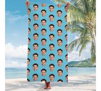 Personalised Face Mash Beach Towels - Customized Face Photo Travel Towel - Personalised Photo Gfit for Adults Men & Women