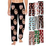 Personalised Face Pajama Pants with Photo for Women Men Custom Picture Sleepwear Bottom Customised Pj Pants with Pocket Christmas Gifts