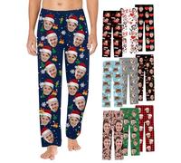Personalised Face Pajama Pants with Photo for Women Men Custom Picture Sleepwear Bottom Customised Pj Pants with Pocket Christmas Gifts