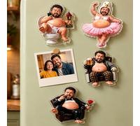 Personalised Face Squishy Belly Fridge Magnet, Father's Day Custom Funny Fridge Magnets Gifts Sensory Anti-Collision Fridge Magnets with Soft Squeeze Dad Belly Squishy Stress Balls Gift for Dad