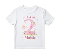 Personalised Fairy Garden Birthday T Shirt for Girls - Custom Party Outfit - Age 1 to 6 - Kids Name Printed Tee - Fairy Birthday Girl Top - Magical Girls Birthday Party Shirt Age 1-2 Pink
