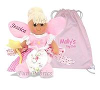 Personalised Fairy Rag Doll 1st Birthday, Flower Girl Baby Gift with Bag - EASY TO CUSTOMIZE