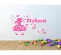 Personalised Fairy Wall Art Sticker with Butterflies, Custom Name Decal, Nursery Decoration (bvkds13) (Small 600 x 400 mm)
