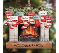 Personalised Family Christmas Bauble 2025 - Custom Fireplace Ornament with Names, Christmas Decoration & Gift for Family, Kids & Parents-8