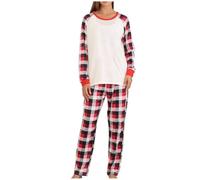 Personalised Family Christmas Pyjamas - Couples Matching Pyjamas - Top & Red Tartan PJ Bottoms - Creat You Own Pajama Set - Any Photo & Text