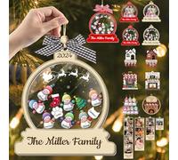 Personalised Family Christmas Tree Ornament - Custom 4D Shake 7 Person Bauble - Customised in Memory Decoration, S1