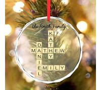 Personalised Family Crossword Puzzle Ornament,Custom Family Name Acrylic Christmas Ornament, Crossword Puzzle Name Hanging Ornaments, Scrabble Letters Puzzle Art Ornaments
