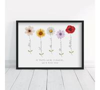 Personalised Family Flower | Framed & Prints Available | Mother's Day Art Gift, For Mum Gran Nan Nanny Grandma Custom Sunflower Daisy Poppy For Her Mom Names Unique Keepsake Decor