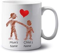 Personalised Family Gifts Jumbo 20oz Mug Family Portrait Extra Large Tea Coffee Mug Birthday Christmas Mothers Day Gift Mum Mummy Grandmother Gift Mug (Mum with 1 Kid)