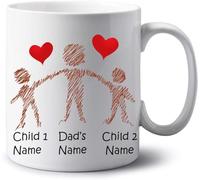 Personalised Family Gifts Jumbo 20oz Mug Family Portrait Extra Large Tea Coffee Mug Birthday Fathers Day Gift Dad Daddy Grandad Uncle Gift Mug (Dad with 2 Kids)
