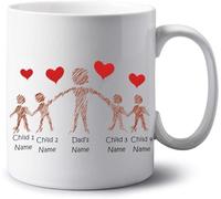 Personalised Family Gifts Jumbo 20oz Mug Family Portrait Extra Large Tea Coffee Mug Birthday Mothers Day Fathers Day Gift Dad Daddy Grandad Gift Mug (Dad with 4 Kids)