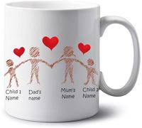 Personalised Family Gifts Jumbo 20oz Mug Family Portrait Extra Large Tea Coffee Mug Birthday Mothers Day Fathers Day Gift Mum Dad Grandad Grandmother Gift Mug (Parents with 2 Kids)