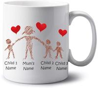 Personalised Family Gifts Jumbo 20oz Mug Family Portrait Extra Large Tea Coffee Mug Birthday Mothers Day Gift Mum Nana Auntie Grandmother Gift Mug (Mum with 3 Kids)