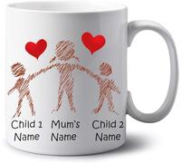 Personalised Family Gifts Jumbo 20oz Mug Family Portrait Extra Large Tea Coffee Mug Birthday Mothers Day Gift Mum Auntie Nana Grandmother Gift Mug (Mum with 2 Kids)