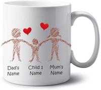 Personalised Family Gifts Jumbo 20oz Mug Family Portrait Extra Large Tea Coffee Mug Birthday Mothers Day Fathers Day Gift Mum Dad Mummy Daddy Gift Mug (Parents with 1 Kid)
