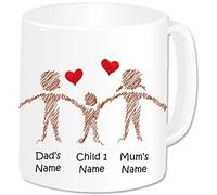 Personalised Family Gifts - Mummy Daddy Mug with 1 Kid - Birthday Christmas Father's Day Mother's Day Gifts for Mum Dad Grandad Grandmother Nana