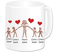Personalised Family Gifts - Mummy Mug with 4 Kids - Birthday Christmas Mother's Day Gifts Present for Mum Grandmother Nana Auntie