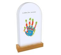 Personalised Family Handprint Kit with Dermatologically Tested Paint, Acrylic Display Panels, Wooden Stand, and Crafting Materials to Celebrate Family Bonds and Create Memories