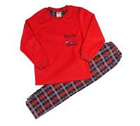 Personalised Family Matching Seasonal Colour Pyjamas Fleece Top Plaid Bottoms Option to Add Name with Embroidery Red