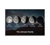 Personalised Family Moon Phase Poster - Personalized Mother's Day Birthday Housewarming Gifts Canvas Wall Art Prints for Couples Dad Mom Style 3