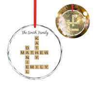 Personalised Family Name Crossword Puzzle Ornament Custom Crystal Glass Christmas Ornament Family Crossword Art Personalised Christmas Decorations Gifts
