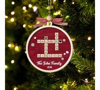 Personalised Family Name Crossword Puzzle Ornament Custom Wooden Christmas Ornaments 2025 Family Crossword Art Personalised Christmas Decorations Gifts