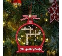 Personalised Family Name Crossword Puzzle Ornament Custom Wooden Christmas Ornaments 2025 Family Crossword Art Personalised Christmas Decorations Gifts