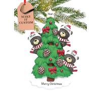 Personalised Family of 3 Ornament 2025 - Fast & Free 24h Customisation - Black Bear Christmas Ornaments for Tree - Custom Gift Wrapped Xmas Keepsake for Three Persons