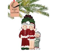 Personalised Family Of 3 Ornament 2025 - Fast & Free 24h Customisation - Christmas Ornaments for Tree - Custom Gift Wrapped Santa Hat & Pajamas Keepsake for Three Persons